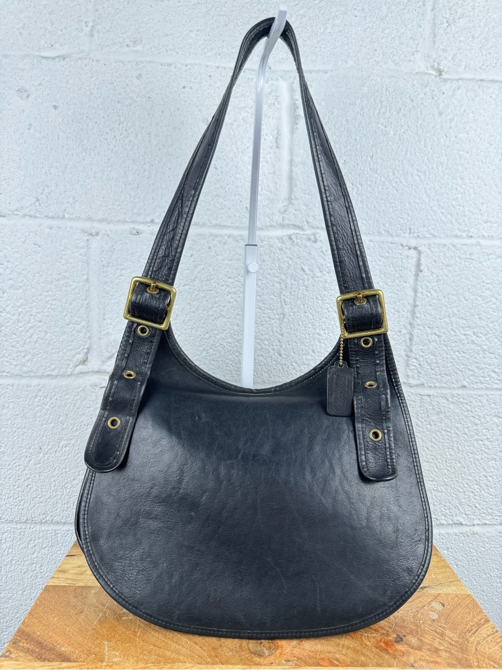 Vintage Coach Hippie Saddle Bag Black Leather NYC